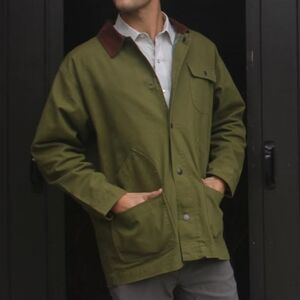 Southern Proper Bluff Barn Jacket Size M Olive Green Canvas W/ Corduroy Collar